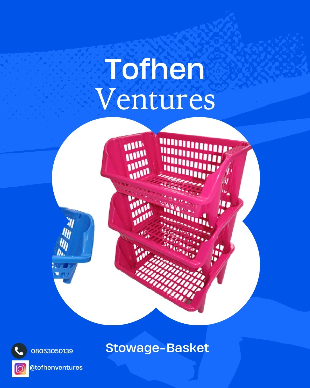 Plastic storage baskets